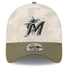 Miami Marlins 2025 Armed Forces Day 39THIRTY Flex Hat - Light Beige/Olive | New Era
