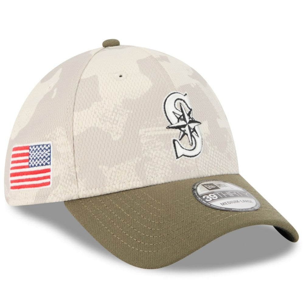 Seattle Mariners 2025 Armed Forces Day 39THIRTY Flex Hat - Light Beige/Olive | New Era