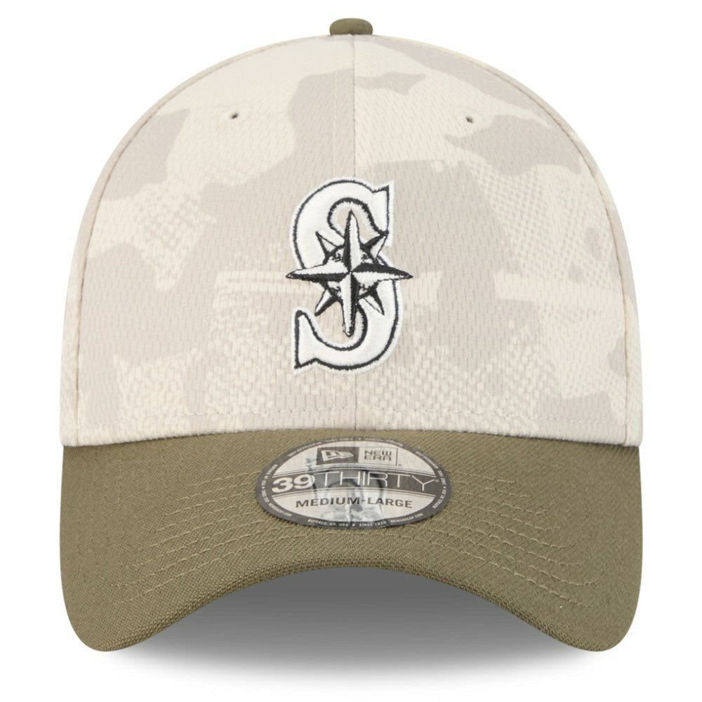 Seattle Mariners 2025 Armed Forces Day 39THIRTY Flex Hat - Light Beige/Olive | New Era