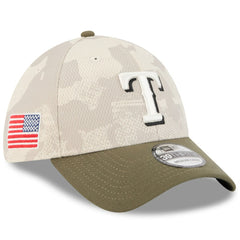 Texas Rangers 2025 Armed Forces Day 39THIRTY Flex Hat - Light Beige/Olive | New Era