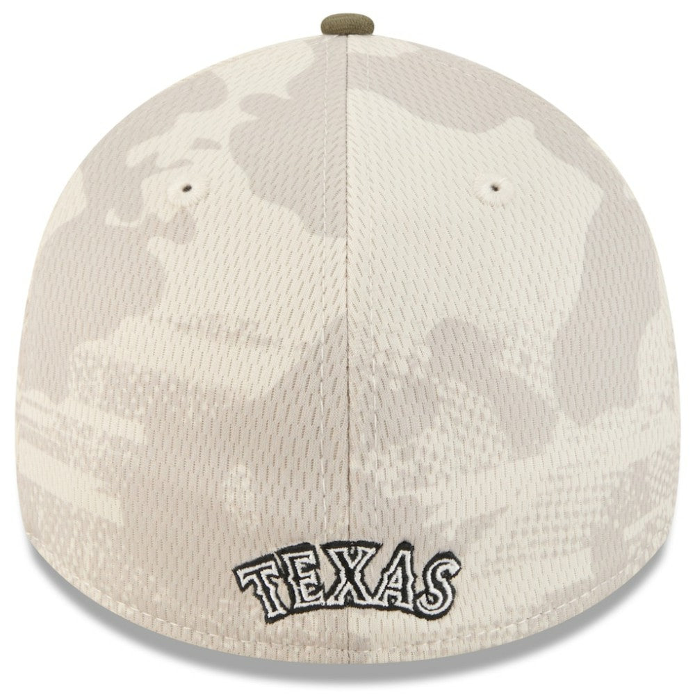 Texas Rangers 2025 Armed Forces Day 39THIRTY Flex Hat - Light Beige/Olive | New Era