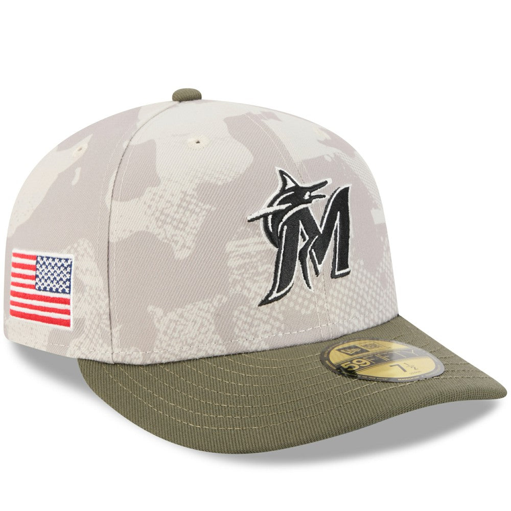 Miami Marlins 2025 Armed Forces Day 59FIFTY Fitted Hat - Light Beige/Olive | New Era