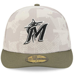 Miami Marlins 2025 Armed Forces Day 59FIFTY Fitted Hat - Light Beige/Olive | New Era