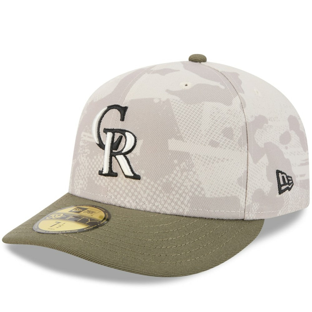 Colorado Rockies 2025 Armed Forces Day 59FIFTY Fitted Hat - Light Beige/Olive | New Era