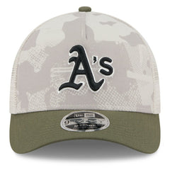 Athletics 2025 Armed Forces Day 9FORTY M-Crown A-Frame Adjustable Hat - Light Beige/Olive | New Era