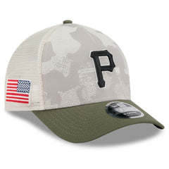 Pittsburgh Pirates 2025 Armed Forces Day 9FORTY M-Crown A-Frame Adjustable Hat - Light Beige/Olive | New Era