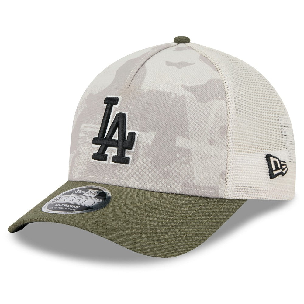 Los Angeles Dodgers 2025 Armed Forces Day 9FORTY M-Crown A-Frame Adjustable Hat - Light Beige/Olive | New Era