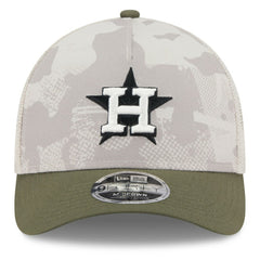 Houston Astros 2025 Armed Forces Day 9FORTY M-Crown A-Frame Adjustable Hat - Light Beige/Olive | New Era