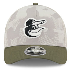 Baltimore Orioles 2025 Armed Forces Day 9FORTY M-Crown A-Frame Adjustable Hat - Light Beige/Olive | New Era