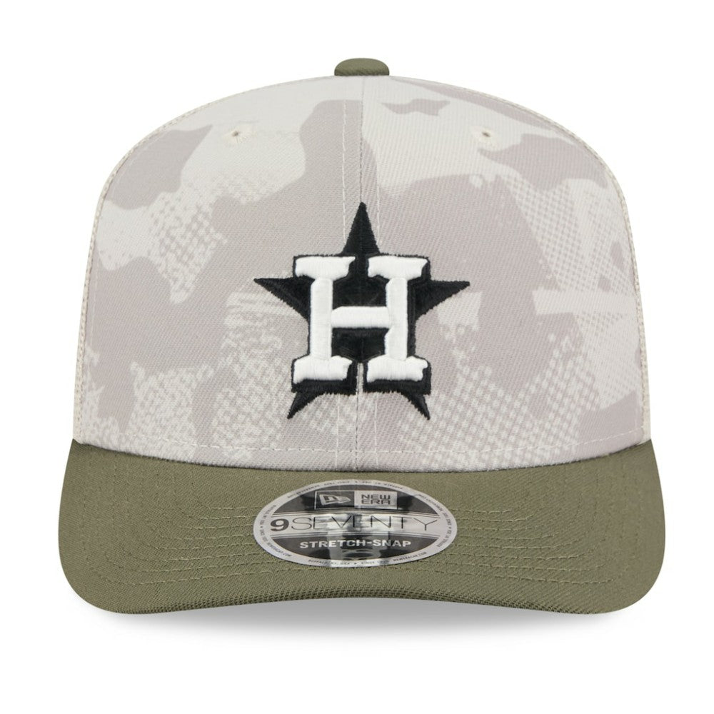 Houston Astros 2025 Armed Forces Day 9SEVENTY Stretch-Snap Hat - Light Beige/Olive | New Era