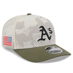 Athletics 2025 Armed Forces Day 9SEVENTY Stretch-Snap Hat - Light Beige/Olive | New Era