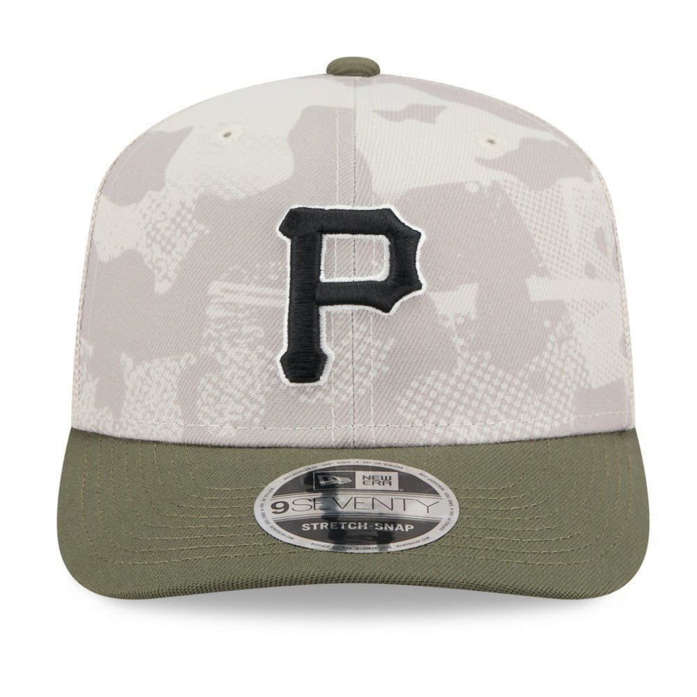 Pittsburgh Pirates 2025 Armed Forces Day 9SEVENTY Stretch-Snap Hat - Light Beige/Olive | New Era