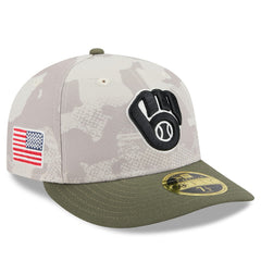 Milwaukee Brewers 2025 Armed Forces Day Low Profile 59FIFTY Fitted Hat - Light Beige/Olive | New Era