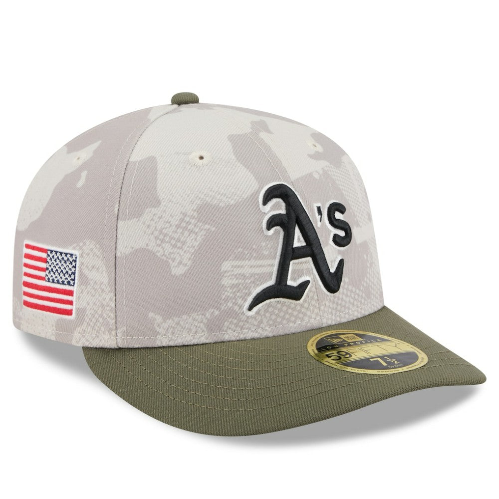 Athletics 2025 Armed Forces Day Low Profile 59FIFTY Fitted Hat - Light Beige/Olive | New Era