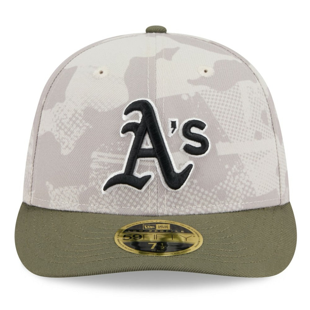 Athletics 2025 Armed Forces Day Low Profile 59FIFTY Fitted Hat - Light Beige/Olive | New Era