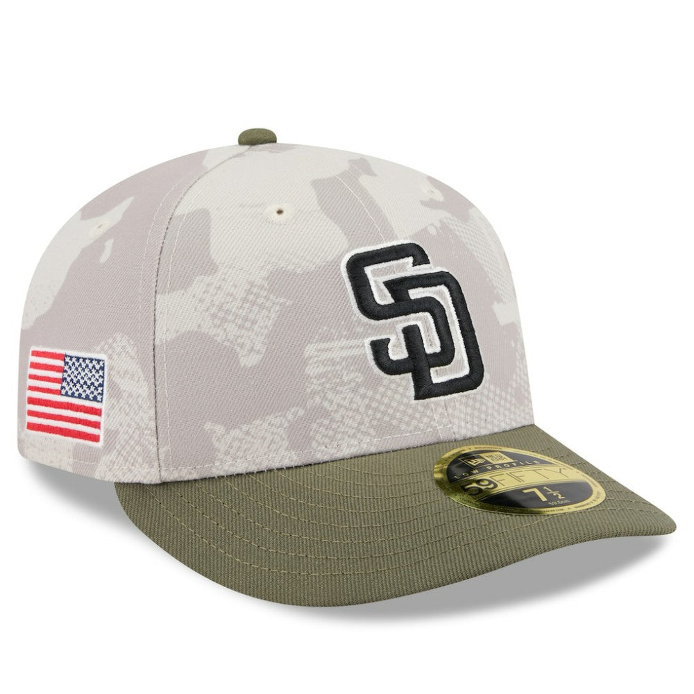 San Diego Padres 2025 Armed Forces Day Low Profile 59FIFTY Fitted Hat - Light Beige/Olive | New Era
