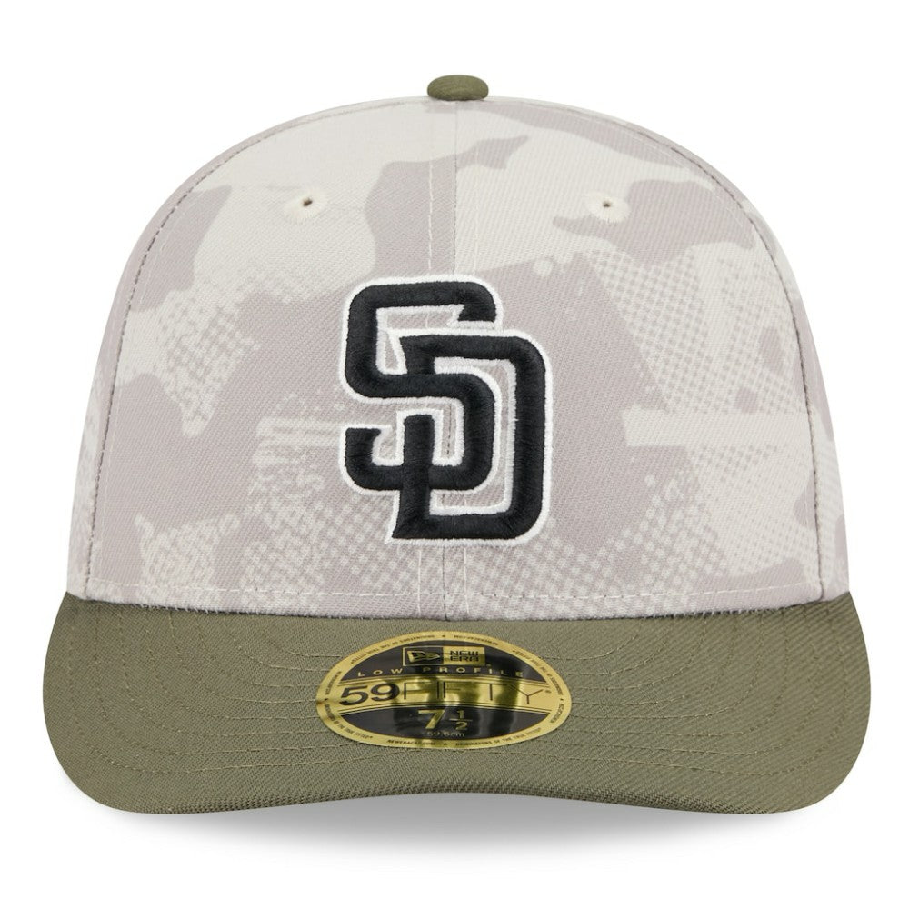 San Diego Padres 2025 Armed Forces Day Low Profile 59FIFTY Fitted Hat - Light Beige/Olive | New Era