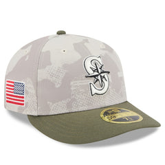 Seattle Mariners 2025 Armed Forces Day Low Profile 59FIFTY Fitted Hat - Light Beige/Olive | New Era
