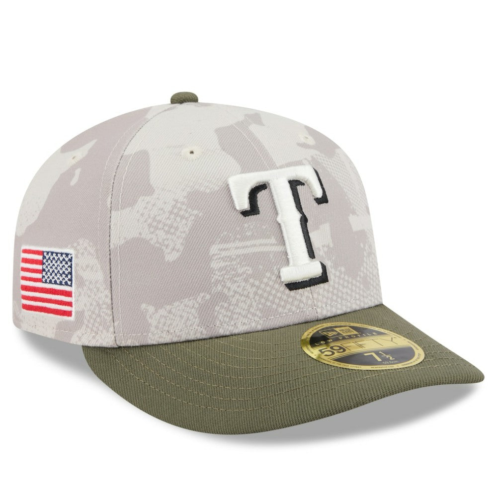 Texas Rangers 2025 Armed Forces Day Low Profile 59FIFTY Fitted Hat - Light Beige/Olive | New Era