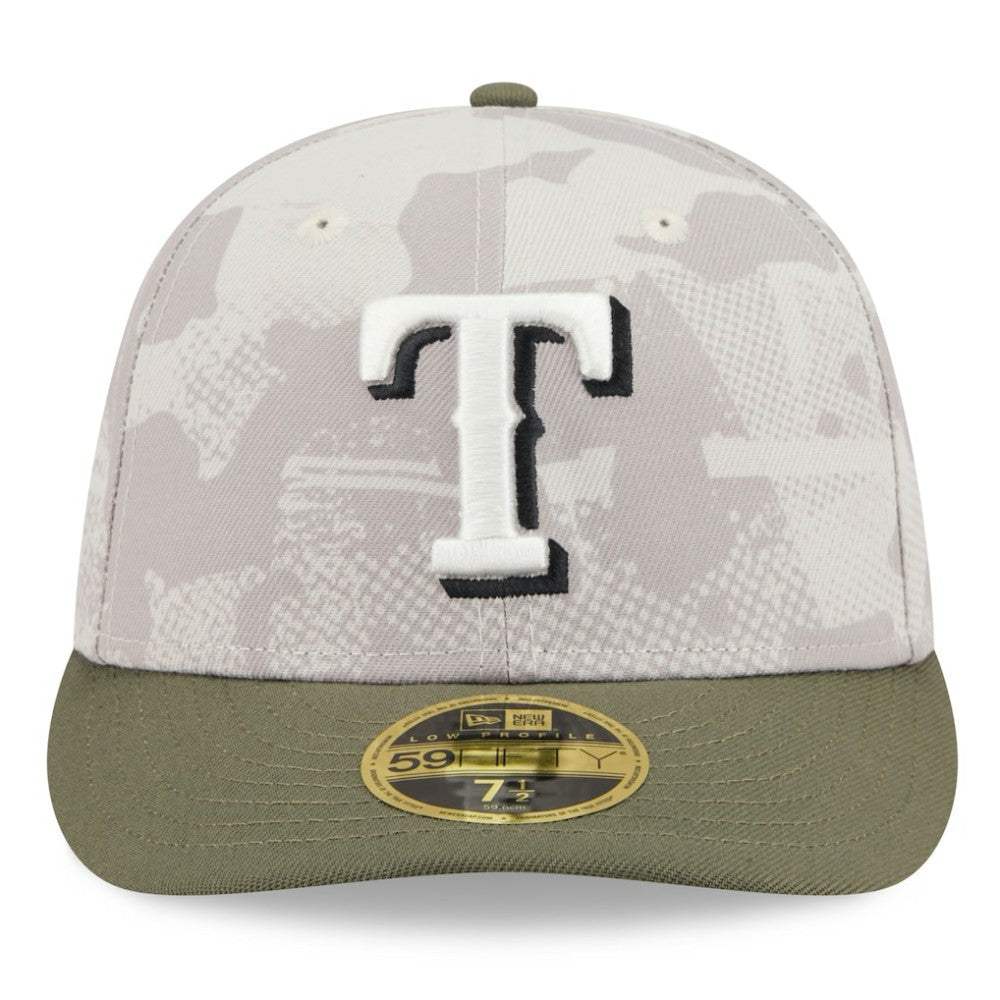 Texas Rangers 2025 Armed Forces Day Low Profile 59FIFTY Fitted Hat - Light Beige/Olive | New Era
