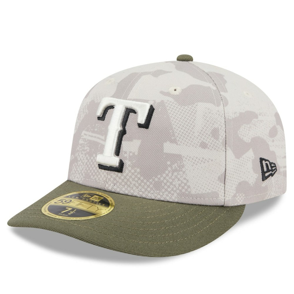 Texas Rangers 2025 Armed Forces Day Low Profile 59FIFTY Fitted Hat - Light Beige/Olive | New Era