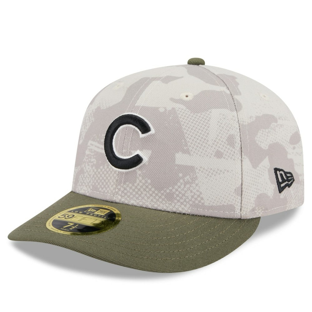 Chicago Cubs 2025 Armed Forces Day Low Profile 59FIFTY Fitted Hat - Light Beige/Olive | New Era