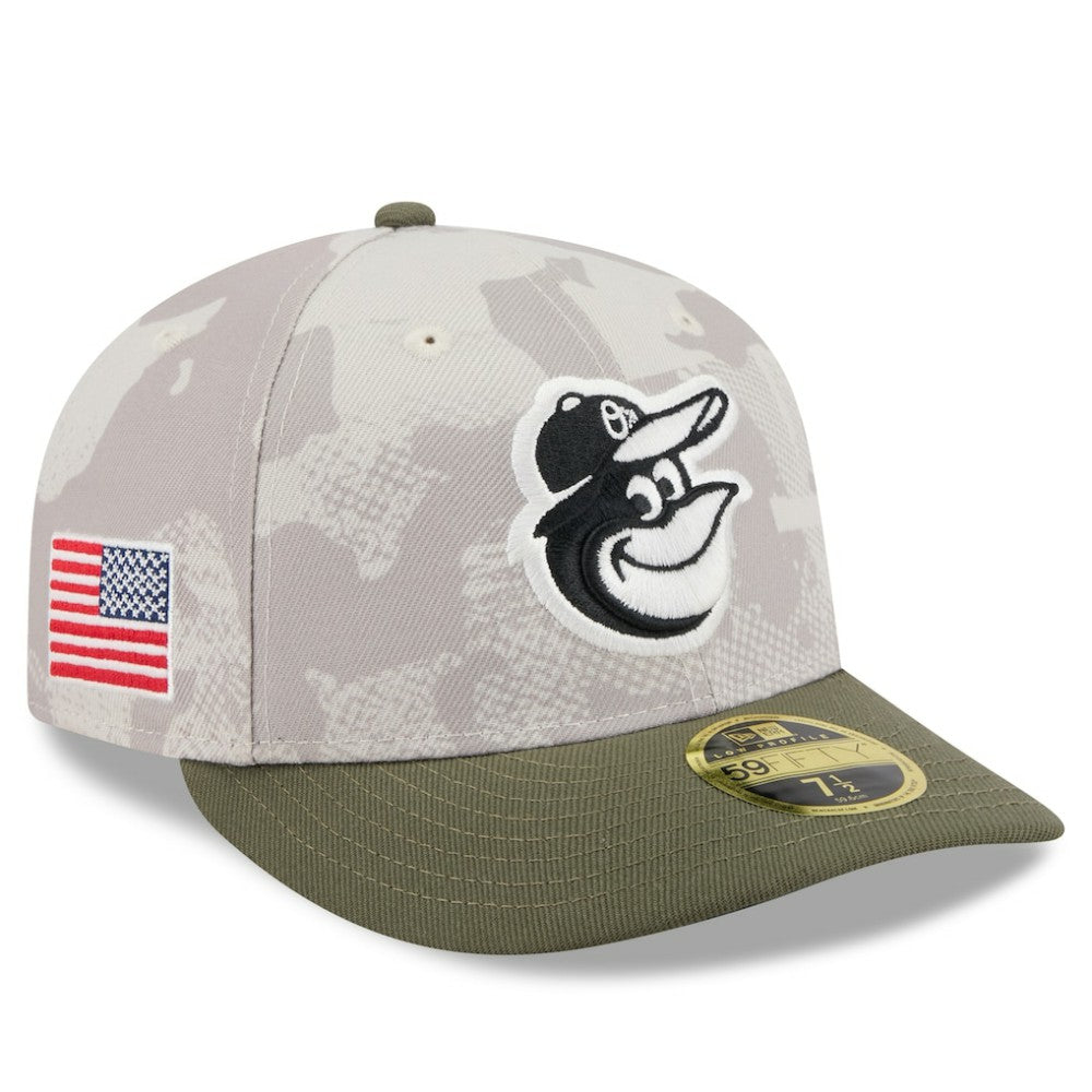 Baltimore Orioles 2025 Armed Forces Day Low Profile 59FIFTY Fitted Hat - Light Beige/Olive | New Era