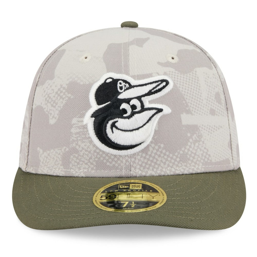 Baltimore Orioles 2025 Armed Forces Day Low Profile 59FIFTY Fitted Hat - Light Beige/Olive | New Era