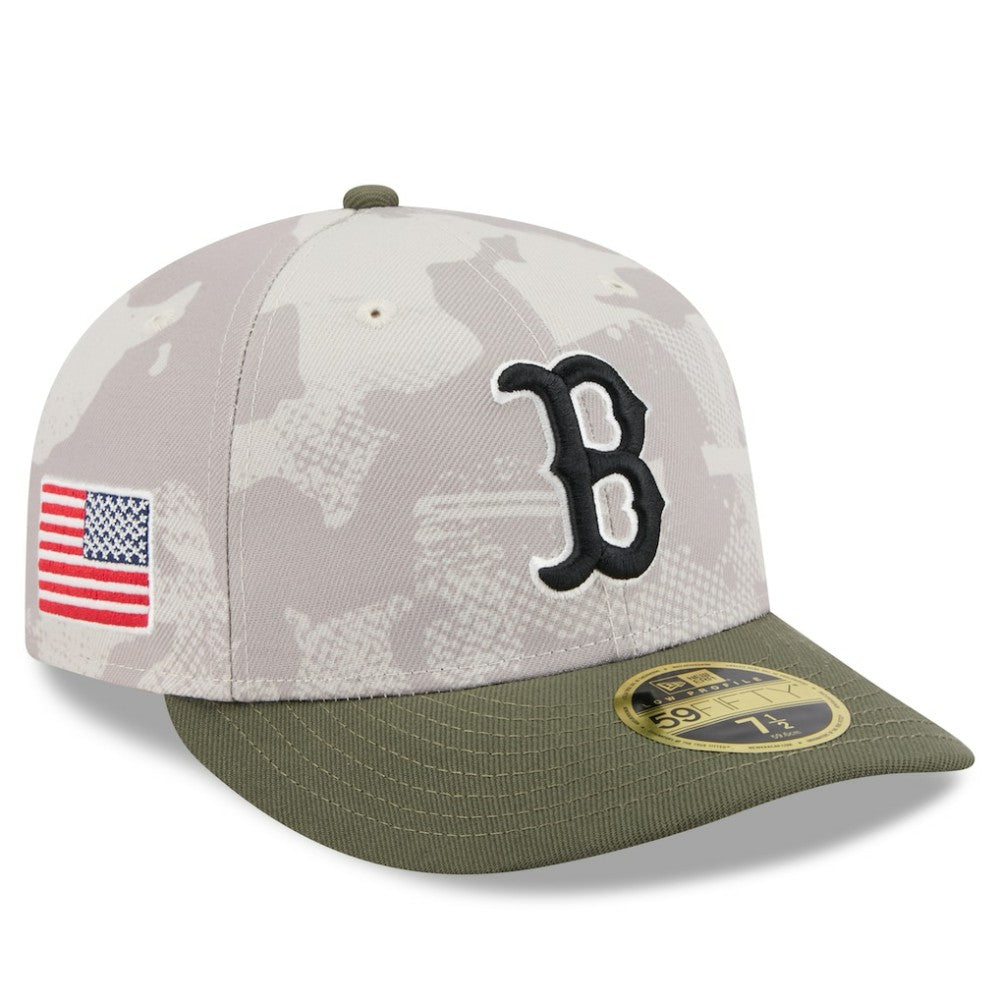 Boston Red Sox 2025 Armed Forces Day Low Profile 59FIFTY Fitted Hat - Light Beige/Olive | New Era
