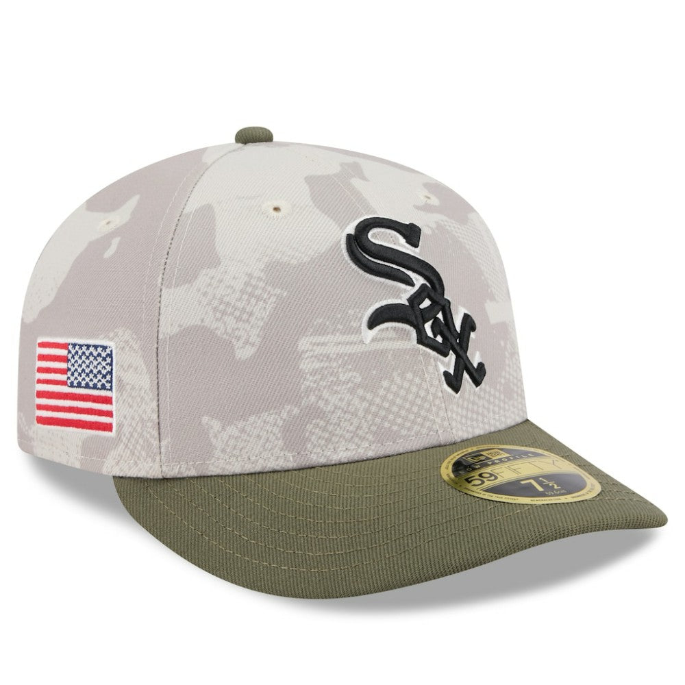 Chicago White Sox 2025 Armed Forces Day Low Profile 59FIFTY Fitted Hat - Light Beige/Olive | New Era