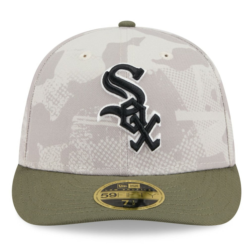 Chicago White Sox 2025 Armed Forces Day Low Profile 59FIFTY Fitted Hat - Light Beige/Olive | New Era