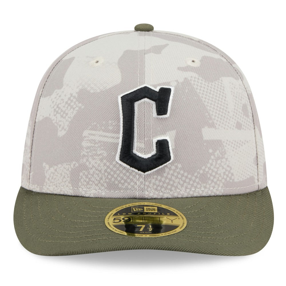 Cleveland Guardians 2025 Armed Forces Day Low Profile 59FIFTY Fitted Hat - Light Beige/Olive | New Era