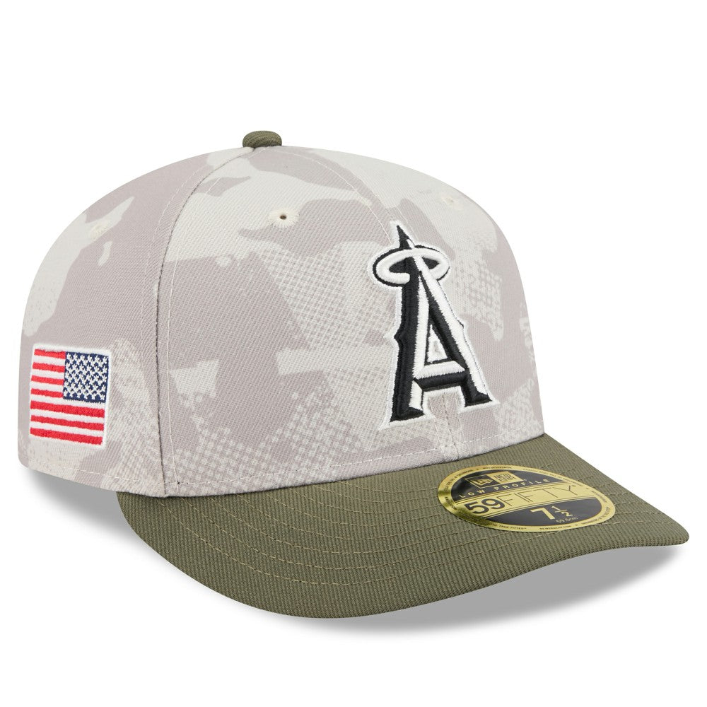 Los Angeles Angels 2025 Armed Forces Day Low Profile 59FIFTY Fitted Hat - Light Beige/Olive | New Era