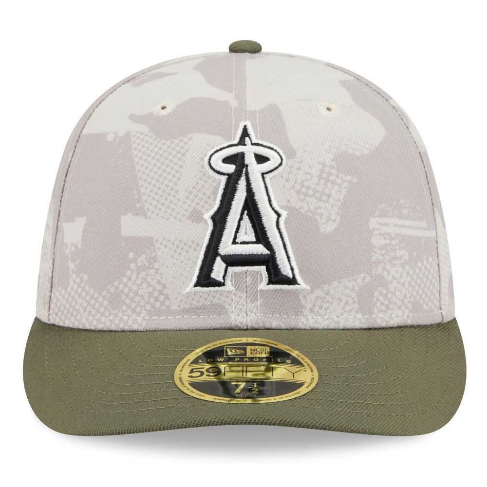 Los Angeles Angels 2025 Armed Forces Day Low Profile 59FIFTY Fitted Hat - Light Beige/Olive | New Era