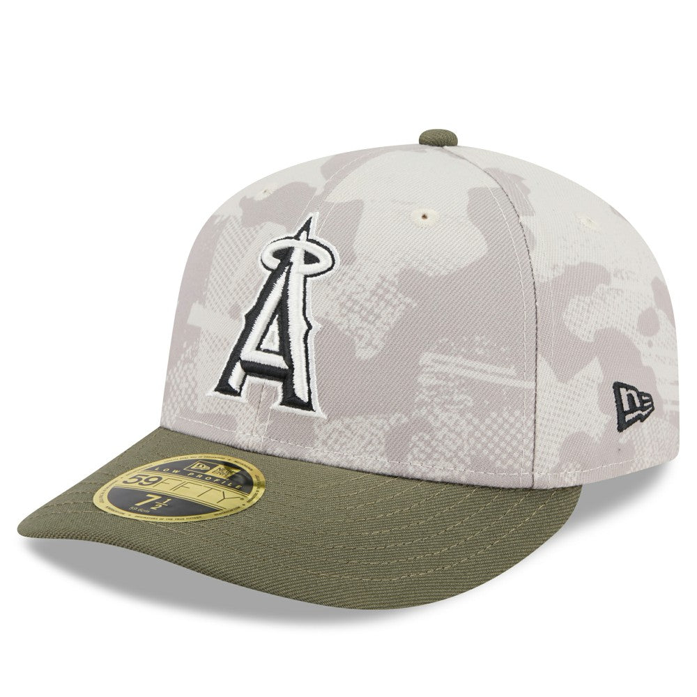 Los Angeles Angels 2025 Armed Forces Day Low Profile 59FIFTY Fitted Hat - Light Beige/Olive | New Era