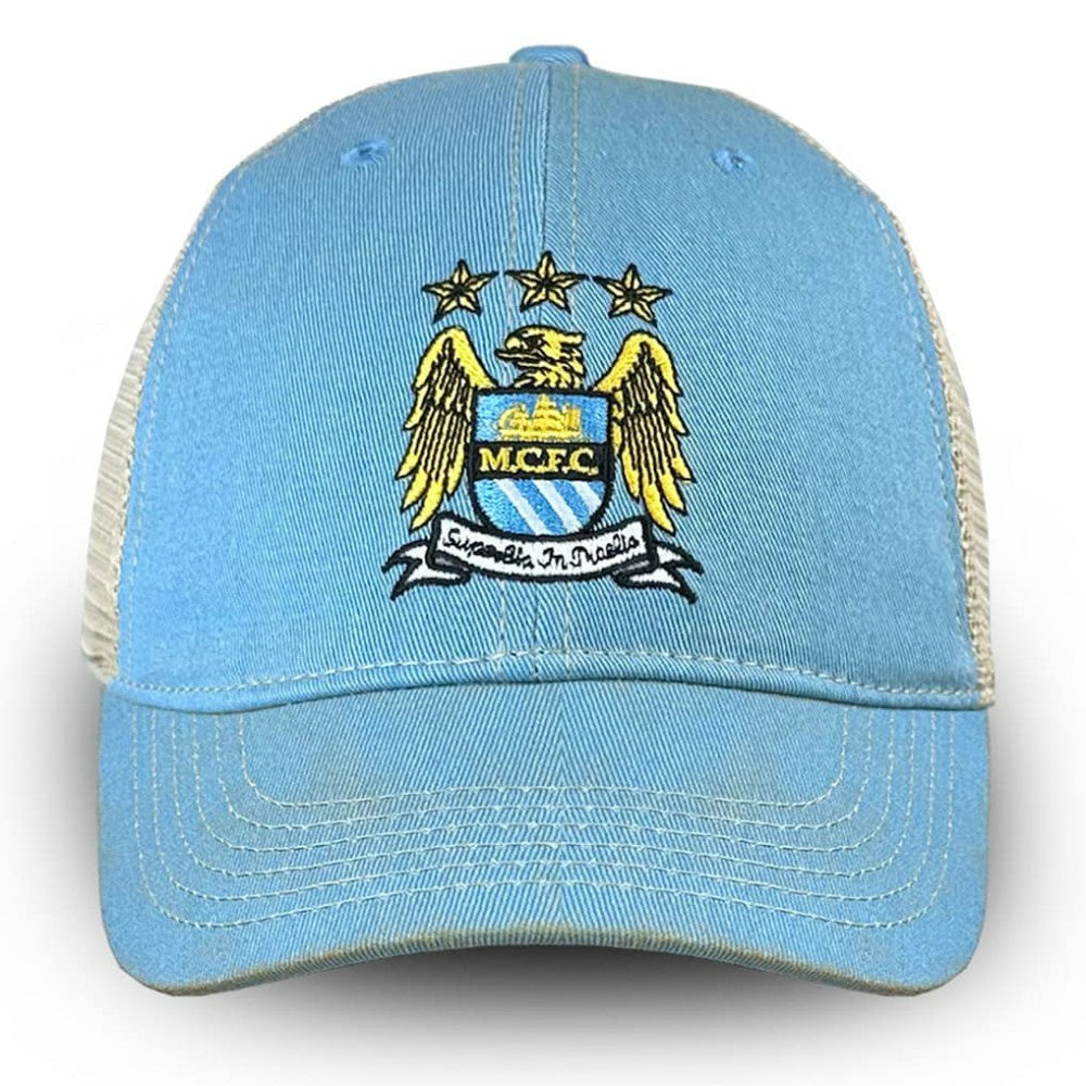 Manchester City 1863FC Retro Tea Washed Vintage Trucker Adjustable Hat - Sky Blue cheap