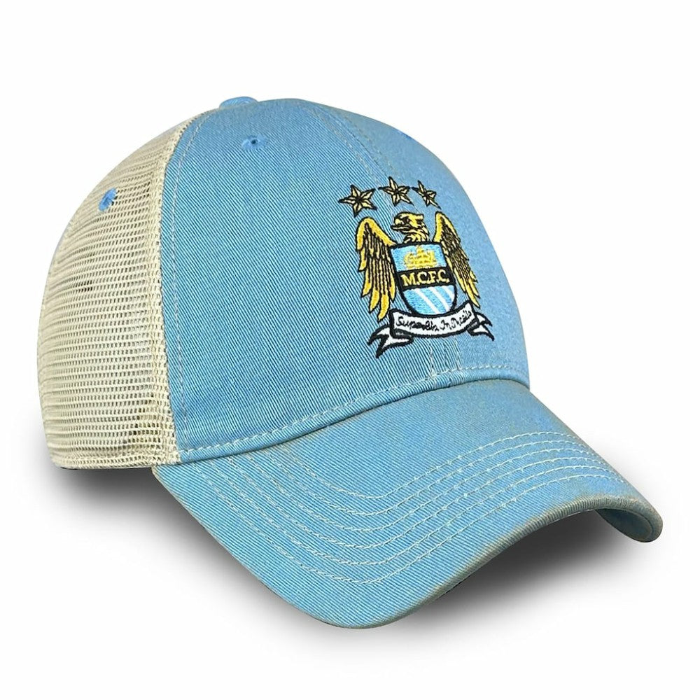 Manchester City 1863FC Retro Tea Washed Vintage Trucker Adjustable Hat - Sky Blue cheap