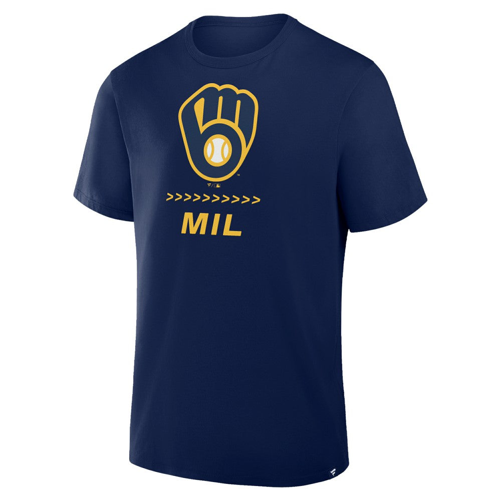 Milwaukee Brewers Clubhouse Legacy Side Swipe T-Shirt - Navy