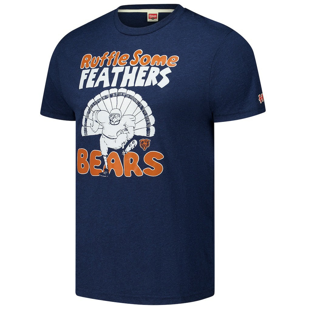 Chicago Bears Homage Unisex Ruffle Some Feathers Tri-Blend T-Shirt - Navy outlet