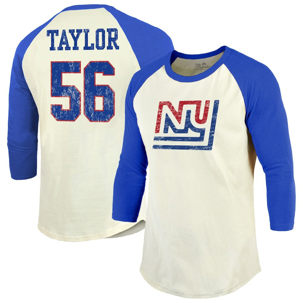 Lawrence Taylor New York Giants Majestic Threads Retired Player Name & Number 3/4 Raglan Sleeve T-Shirt  - Cream/Red discount