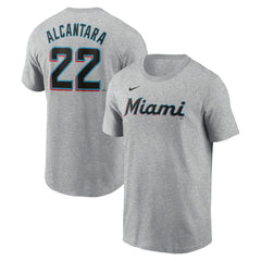 Sandy Alcantara Miami Marlins Fuse Name & Number T-Shirt - Heather Gray | Nike