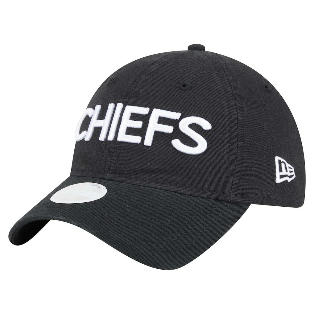 Kansas City Chiefs New Era Women's Cece 9TWENTY Adjustable Hat - Black for sale