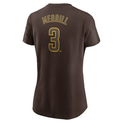 Jackson Merrill San Diego Padres Women's Cooperstown Collection Fuse Name & Number T-Shirt - Brown | Nike