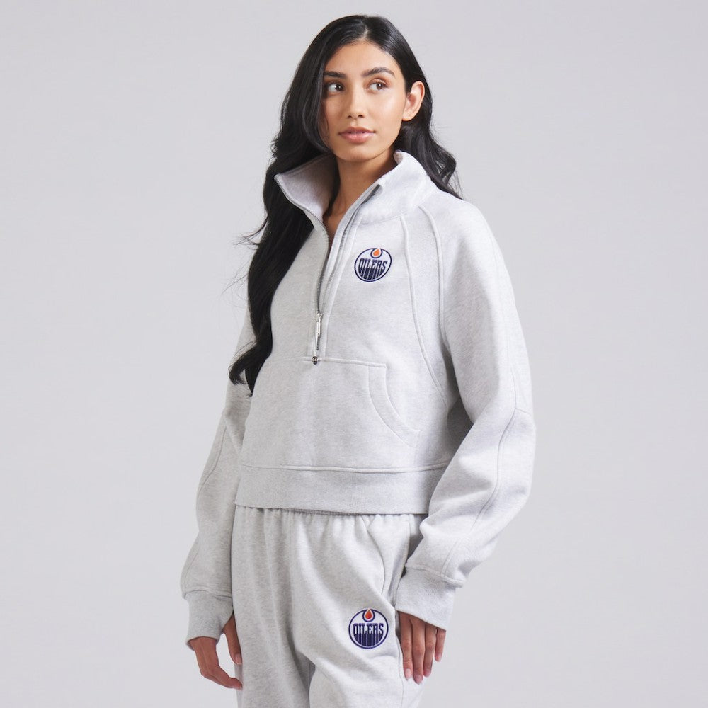Edmonton Oilers lululemon Women's Scuba Oversized Half Zip Top Heather Gray