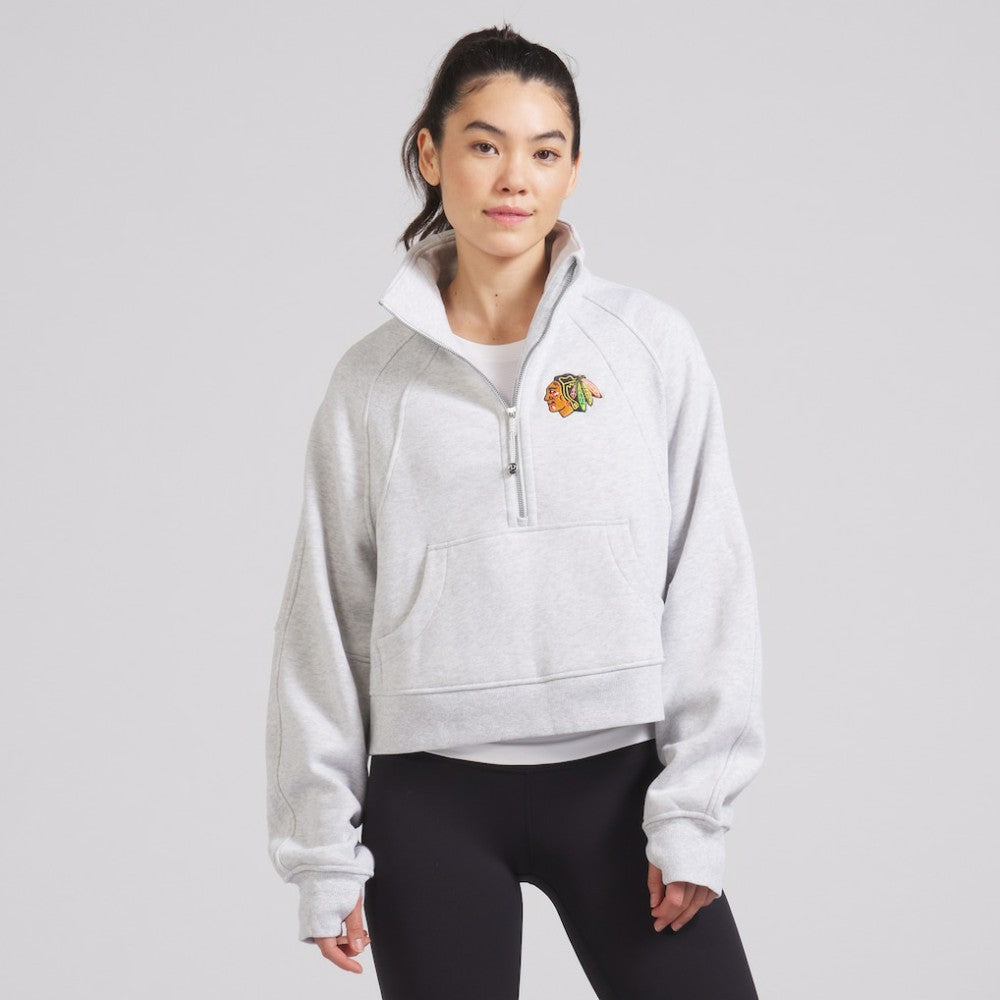 Chicago Blackhawks lululemon Women's Scuba Oversized Half Zip Top Heather Gray