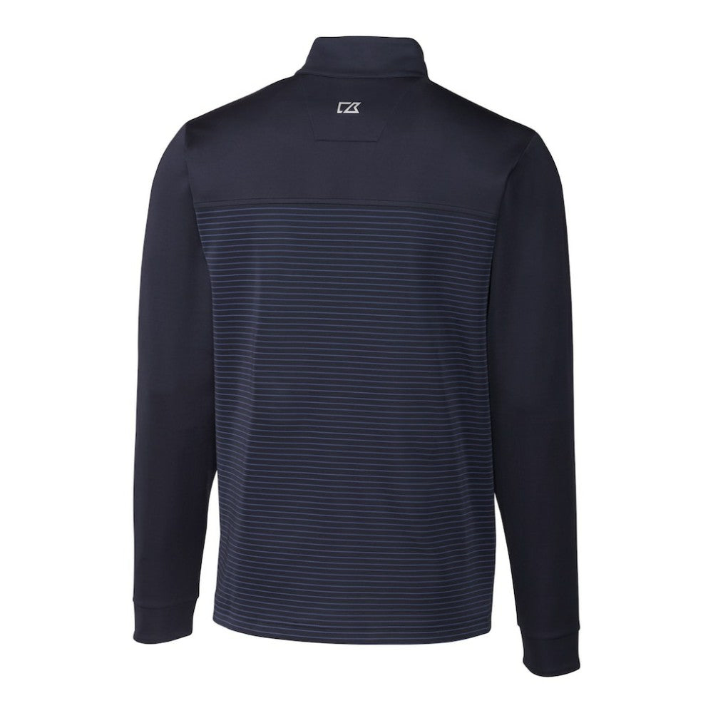 Detroit Tigers Cutter & Buck Big & Tall Traverse Stripe Stretch DryTec Quarter-Zip Top - Navy