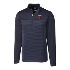 Minnesota Twins Cutter & Buck Big & Tall Traverse Stripe Stretch DryTec Quarter-Zip Top - Navy