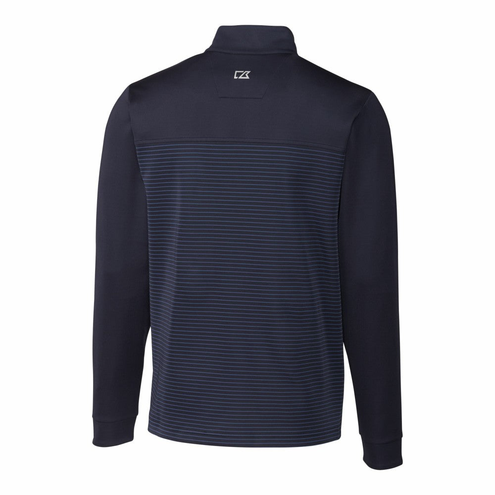 Cleveland Guardians Cutter & Buck Big & Tall Traverse Stretch Eco Stripe DryTec Quarter-Zip Top - Navy
