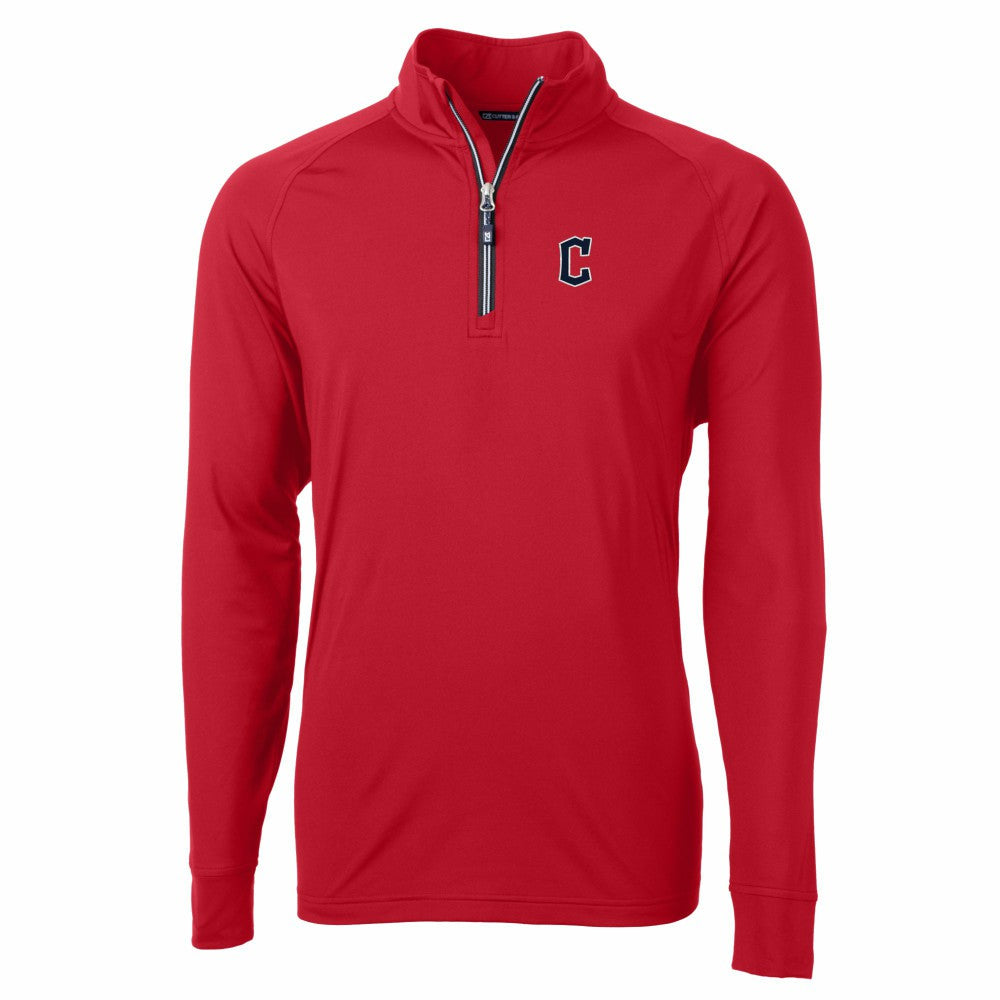 Cleveland Guardians Cutter & Buck Big & Tall Adapt Eco Knit Stretch Recycled Quarter-Zip Pullover Top - Red