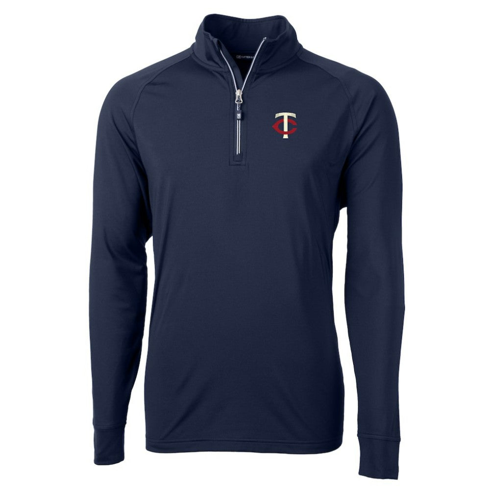 Minnesota Twins Cutter & Buck Big & Tall Adapt Eco Knit Stretch Recycled Quarter-Zip Pullover Top - Navy